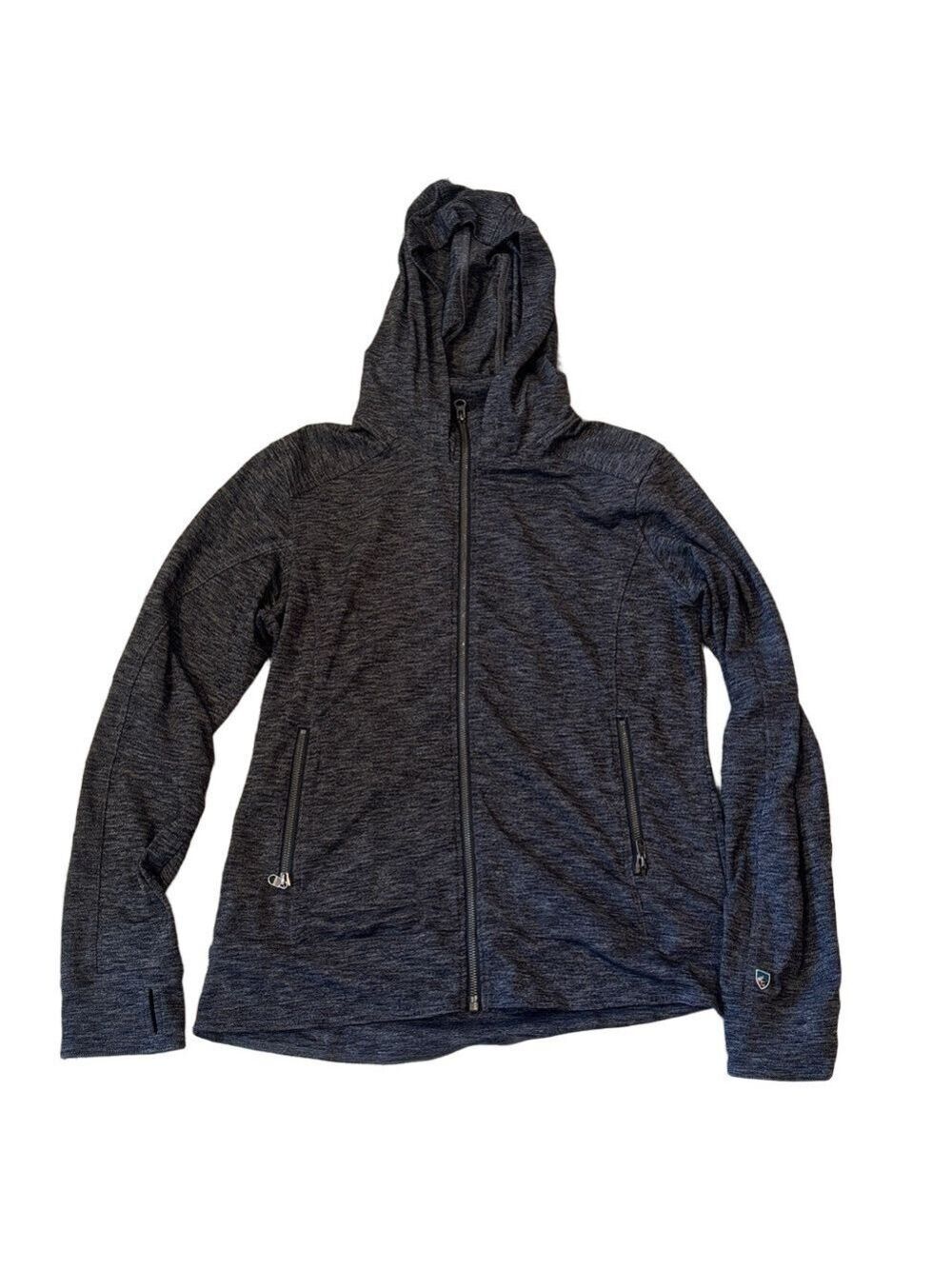 Kuhl Women's Mova Hoody Full Zip Up Charcoal Grey with Thumb Holes Size Medium
